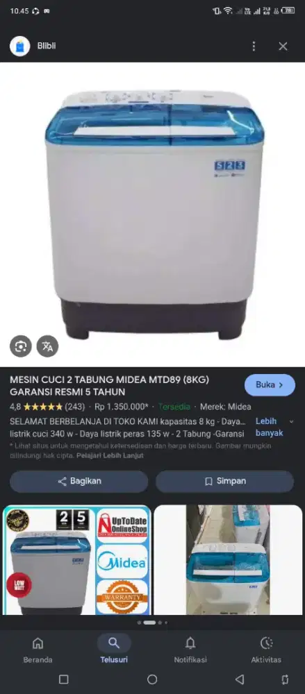 Dijual cepat mesin cuci 2 tabung