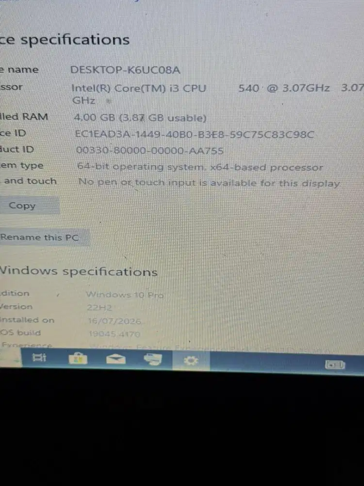 cpu core i3 ram 4gb ddr3 kondisi normal.