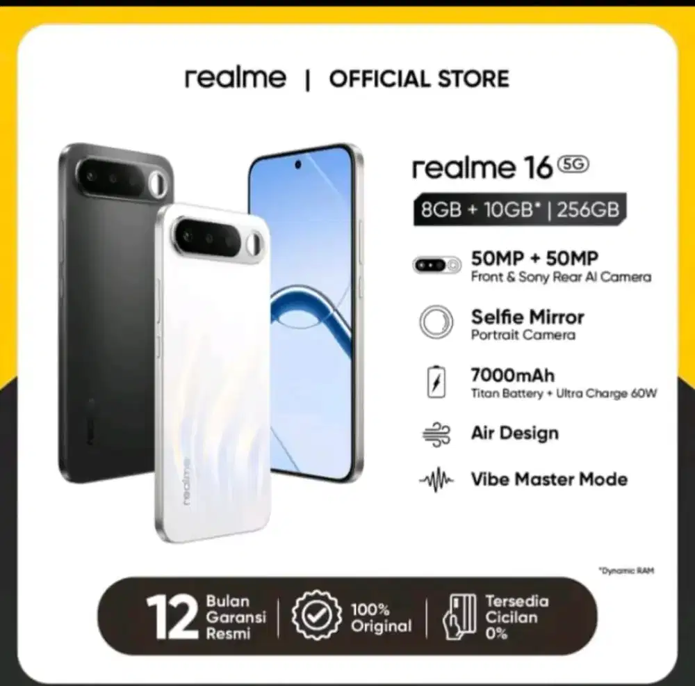 realme 16 5G RAM 8GB + 10GB Dynamic RAM | Internal 256GB
