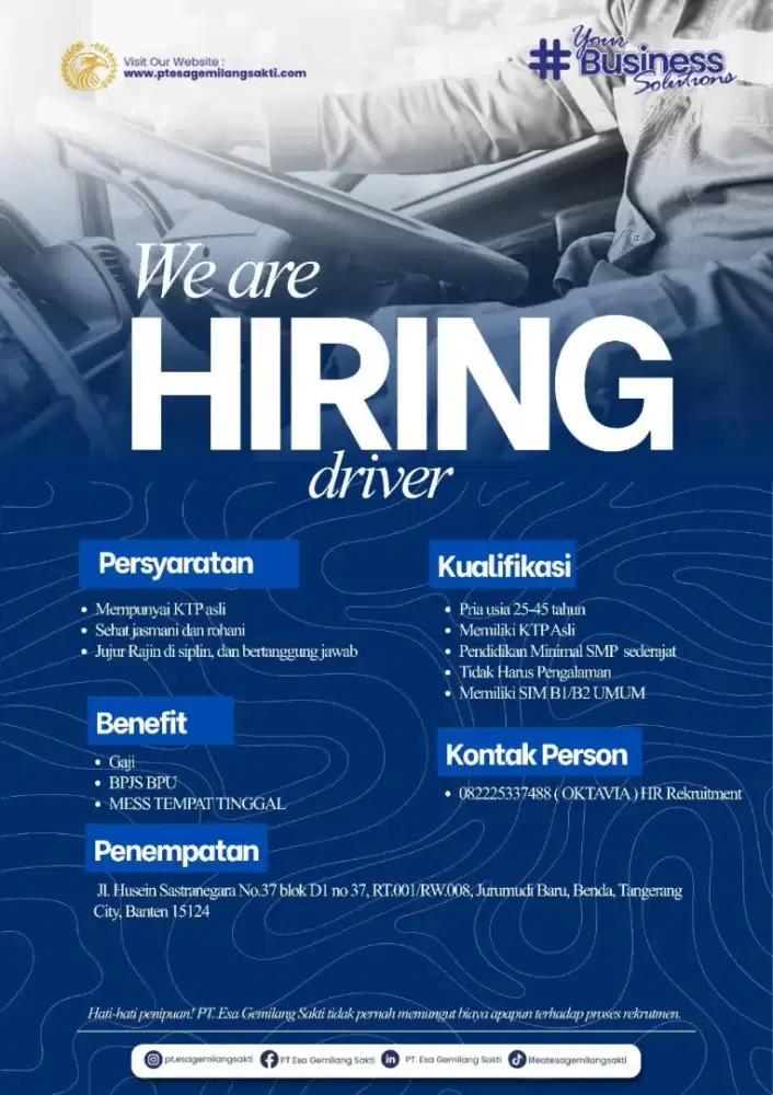 DRIVER SIM B1 UMUM/B2 UMUM APL JURUMUDI BENDA