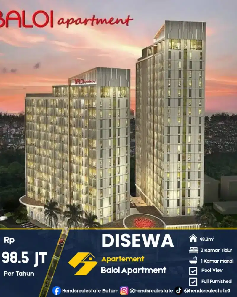 Disewakan Baloi Apartemen Lantai 8