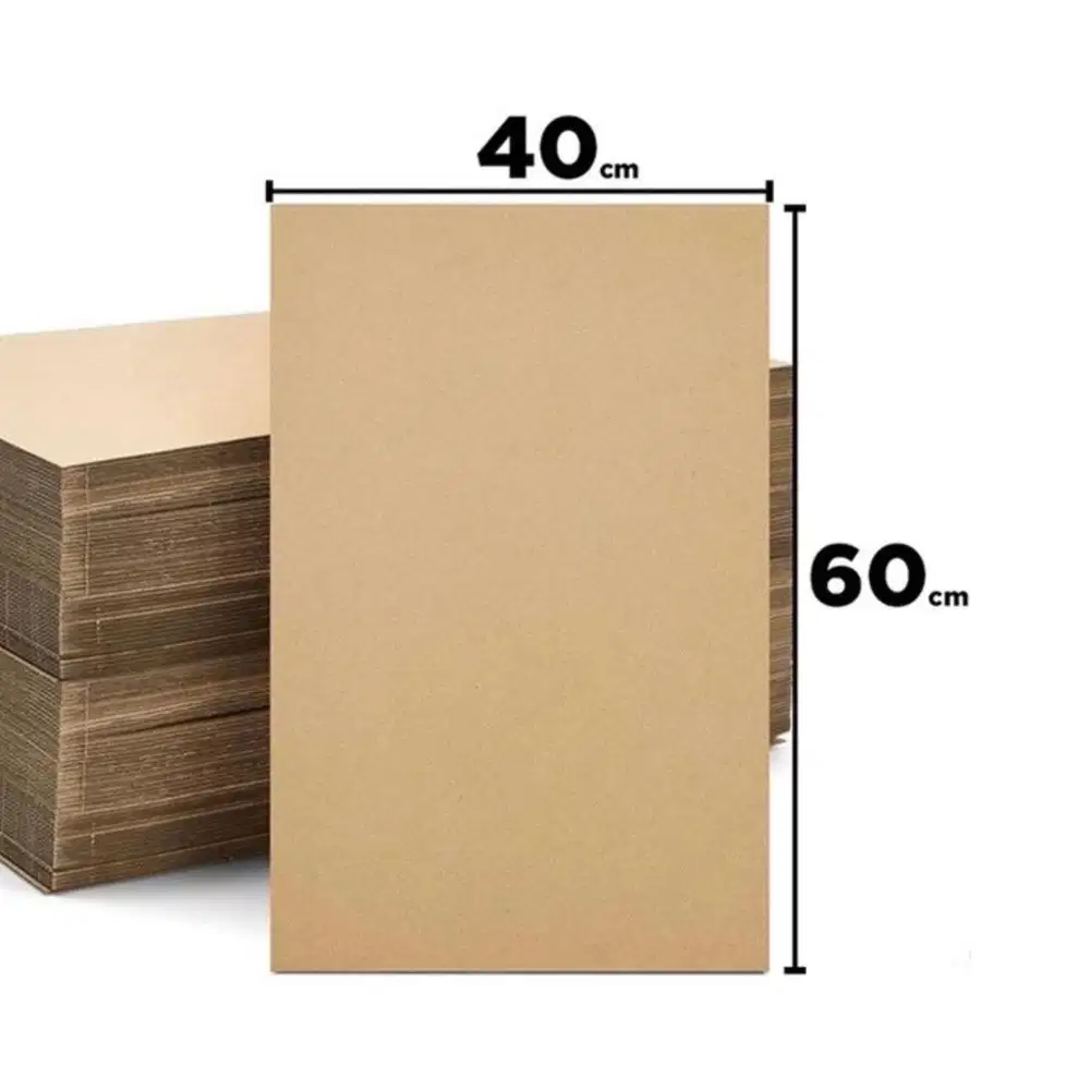 Kardus Lembaran Polos Satuan Ukuran 60x40cm Tebal 3mm