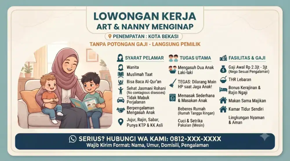 Lowongan Pengasuh Anak & ART (MENGINAP)