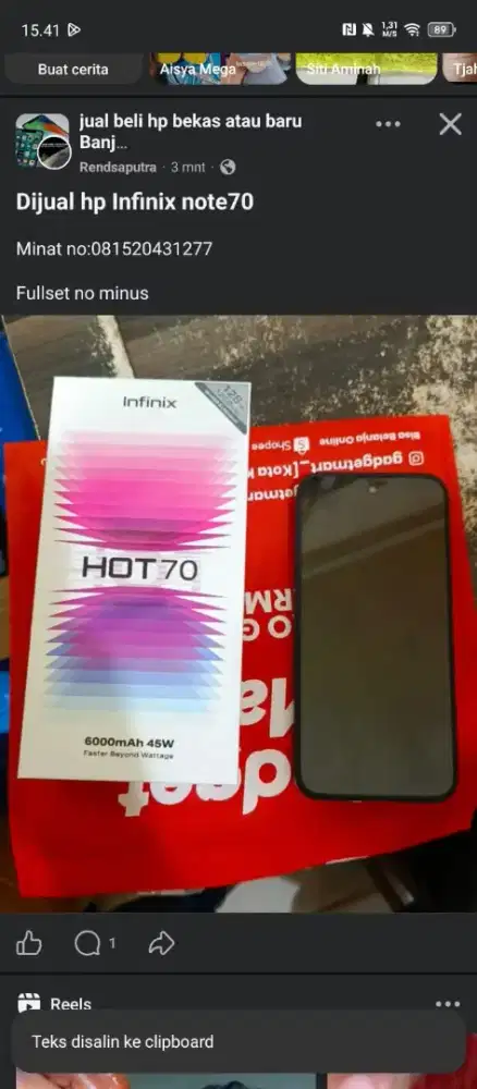 Infinix hot 70 baru like new
