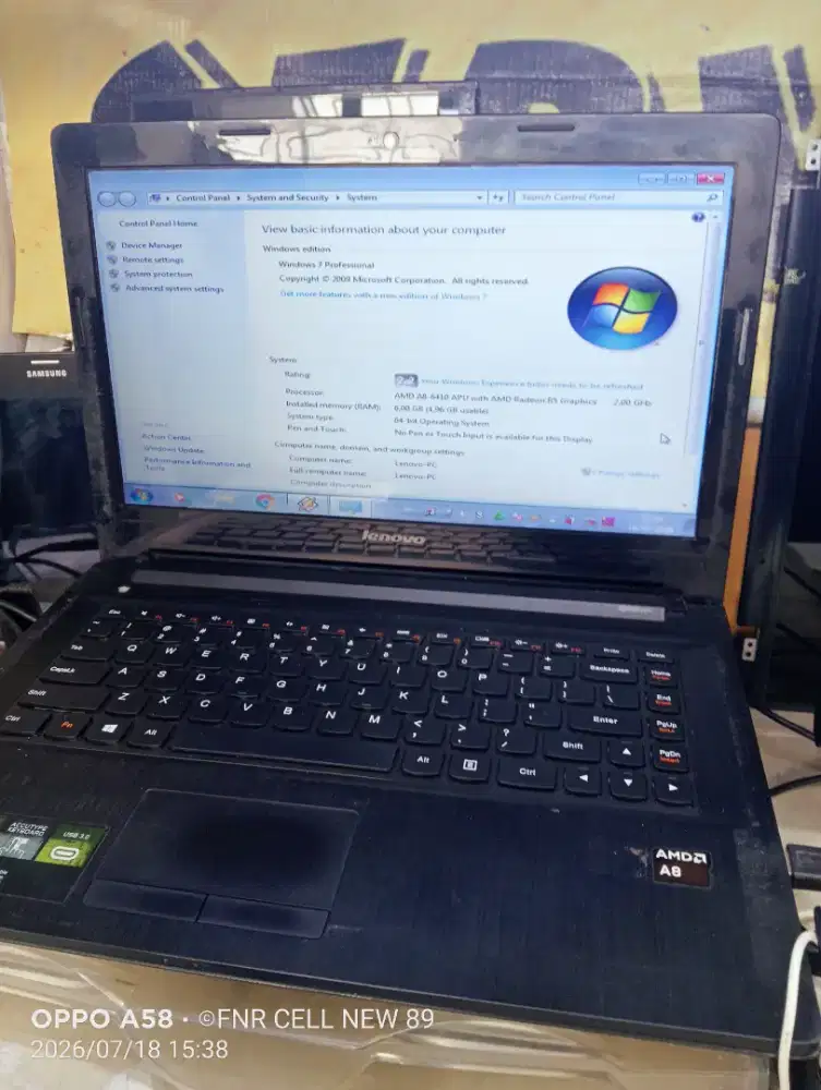 Laptop lenovo E40 AMD A8 gen 4 Ram 6/64
