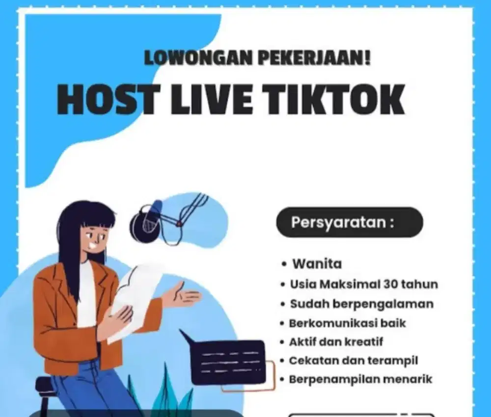 Di butuh kan admin olshop / host live tiktok shop