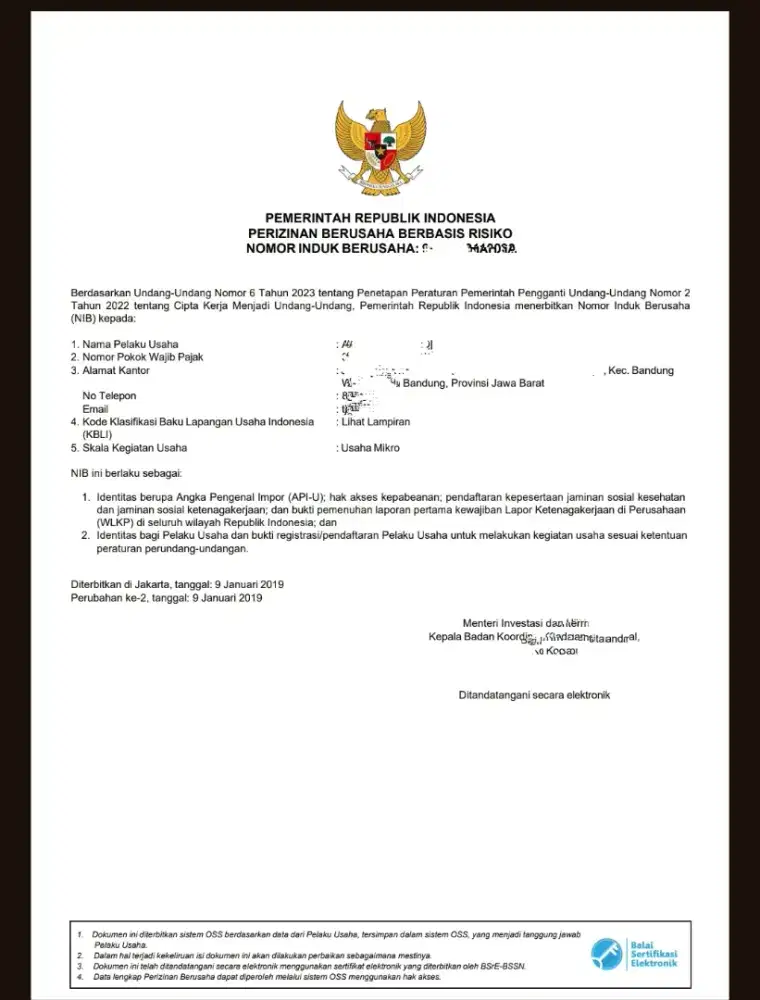 Jasa Pembuatan NIB