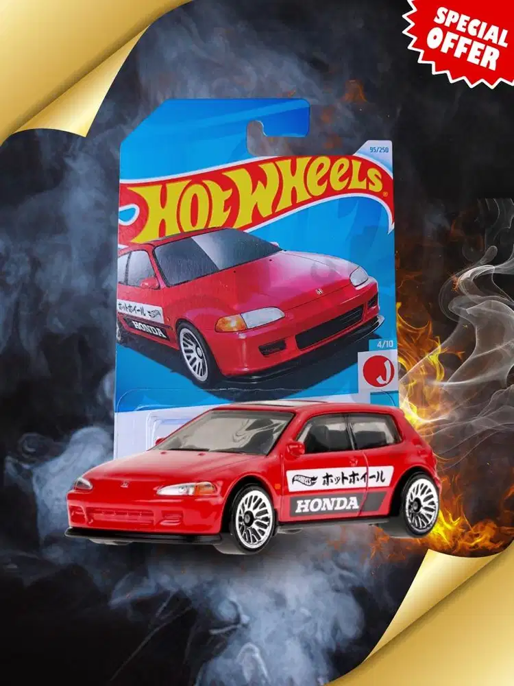 Hot Wheels Honda Civic EG J-Imports 2024 Red Diecast Mainan Miniatur