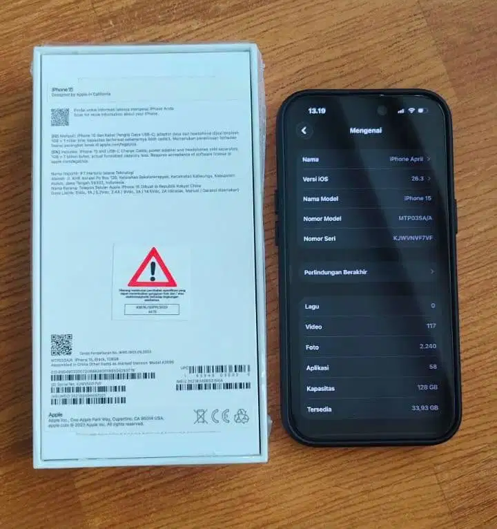 iPhone 15 128GB iBox Black Mulus Like New, Pemakaian Cewek