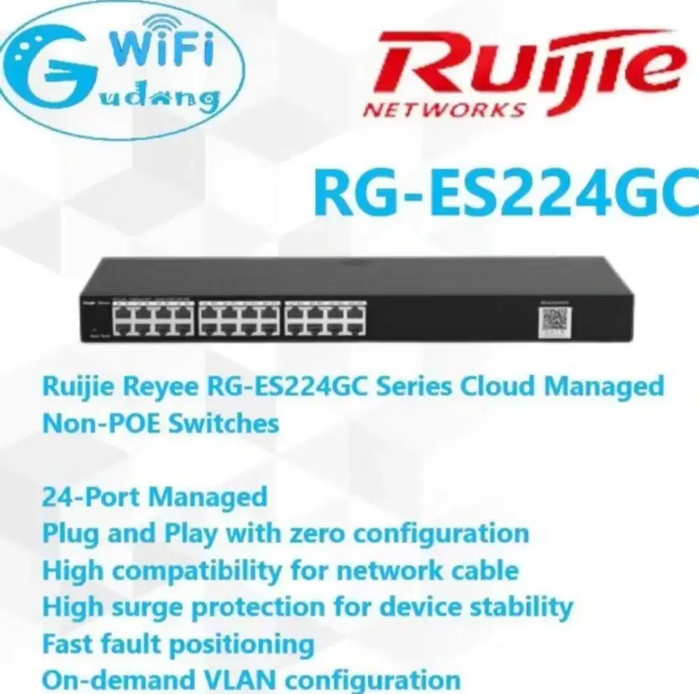 Ruijie (RG-ES224GC) 24-Port Gigabit Smart Cloud Mananged Switch
