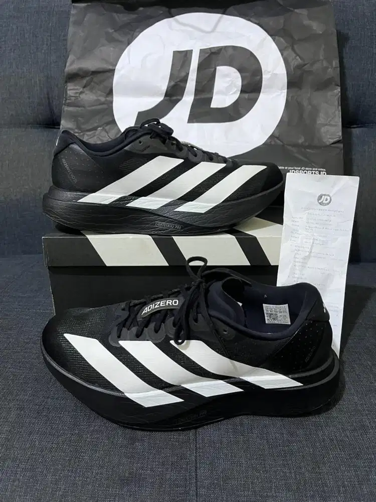 Sepatu Runnung Adidas Adizero EVO SL Black White Size 44 Fullset