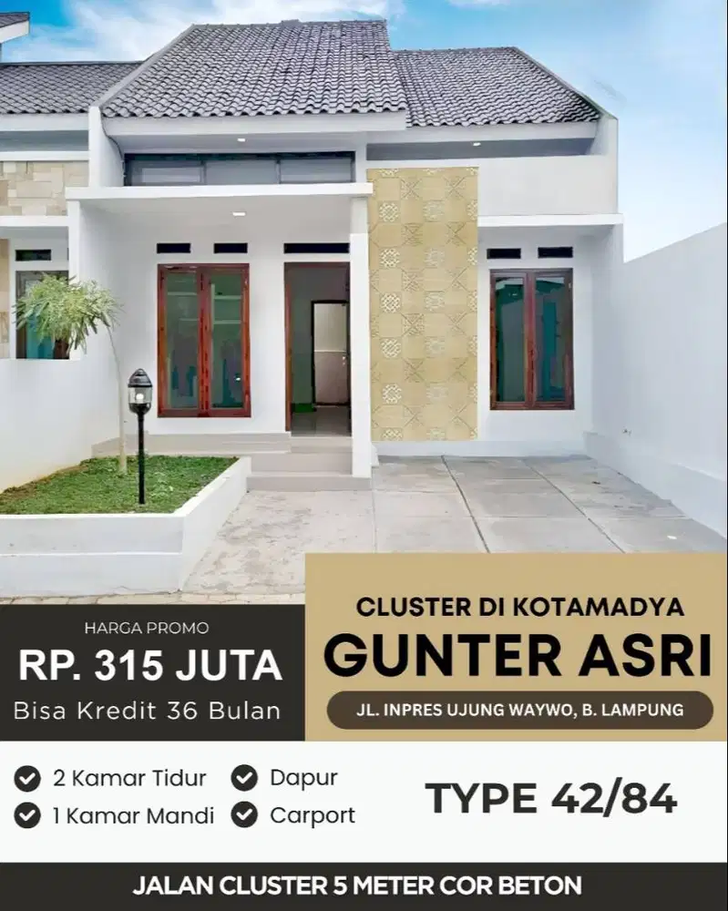 RUMAH GUNTER LANGKAPURA DEKAT PRAMUKA RAJABASA DP MURAH