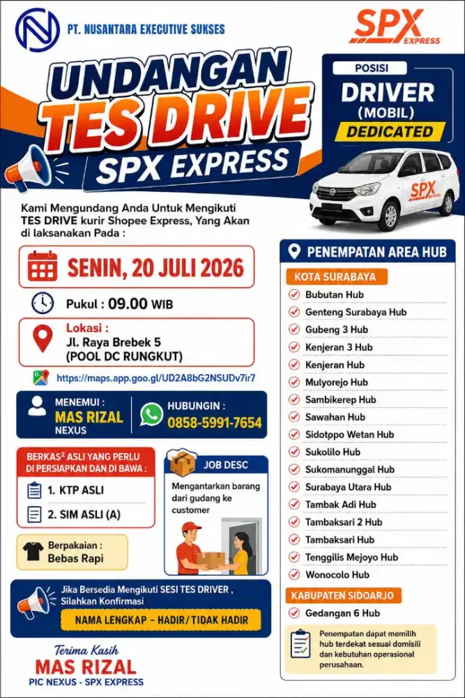 Walk interview LOKER KURIR shope express khusus wilayah SURABAYA