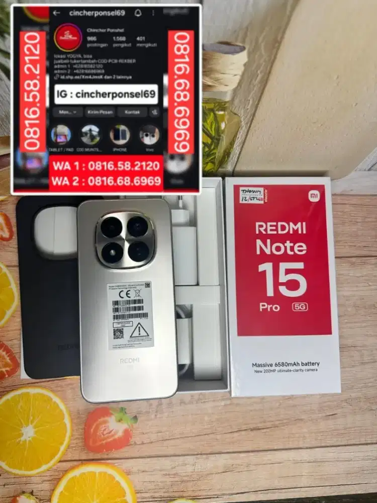 Hp OPEN DUS redmi note 15 pro 5g 12/512  likenew siklus 0 n BH 100%