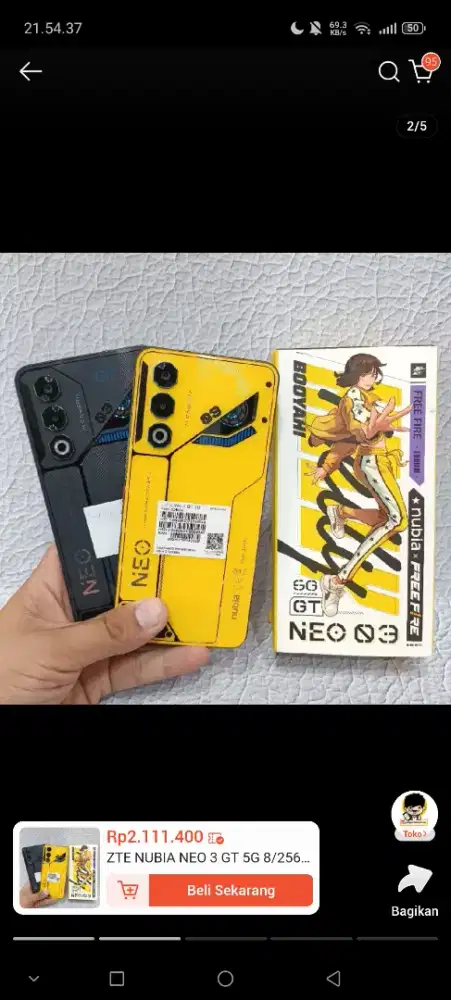 Dijual cepat HP nubia Neo 3 GT 5G bekas (second) Surabaya