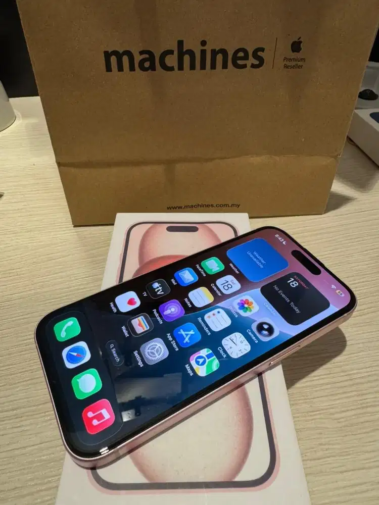 Iphone 15 128gb pink kondisi mulus normal fullset terdaftar beacukai
