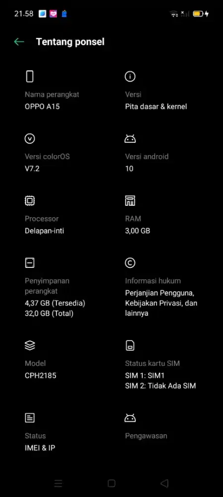 Oppo A15 ram 3 mulus
