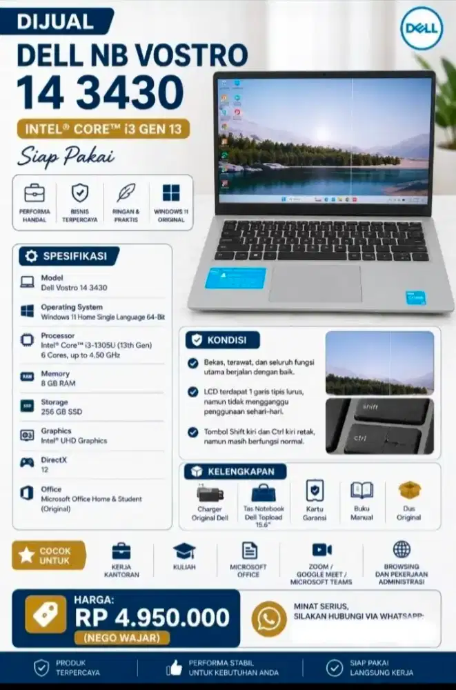 Di Jual Laptop DELL NB VOSTRO 14 3430