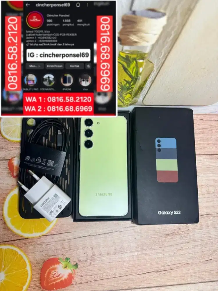 Jual hp likenew Samsung s23 8/256 istimewa warna esklusif free adaptor