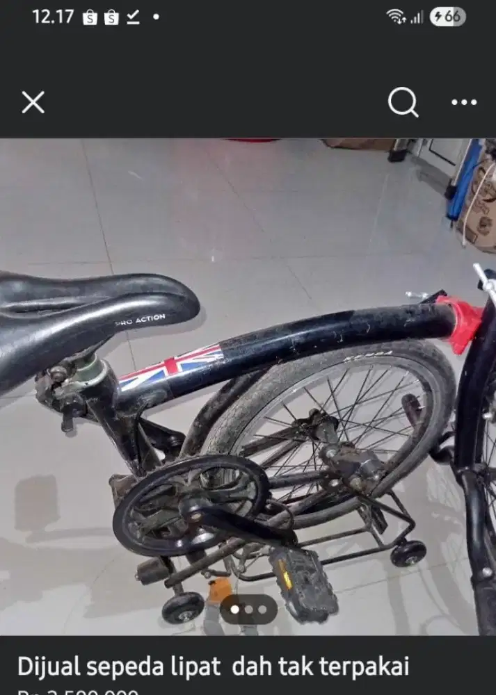 Sepeda Lipat tak terpakai minus rantai putus dan debuan aja