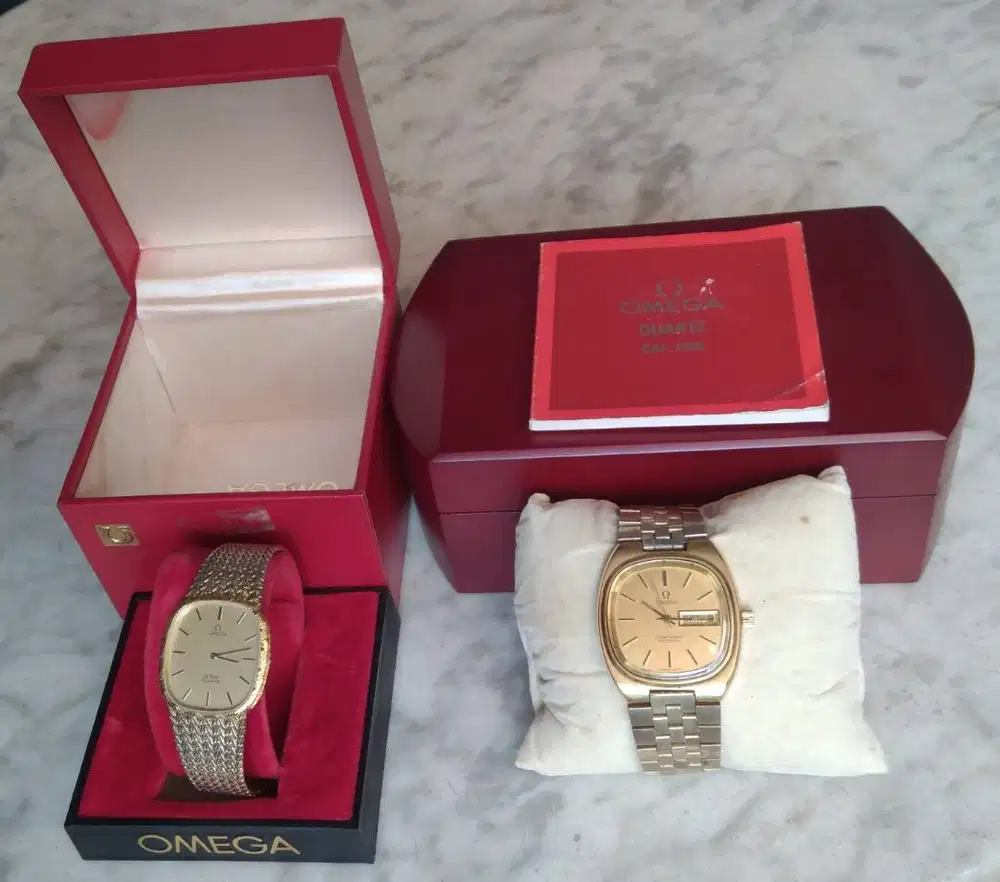 Jam tangan Omega Gold Plate sepasang couple antik vintage