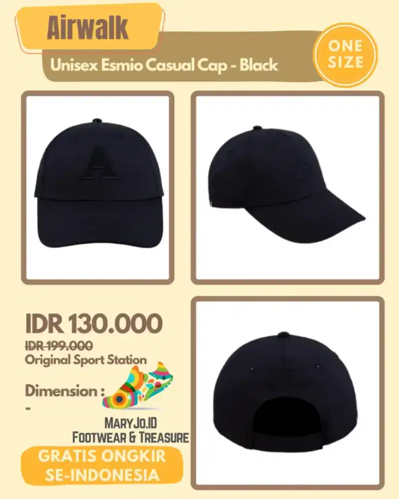 Airwalk Unisex Esmio Casual Cap - Black