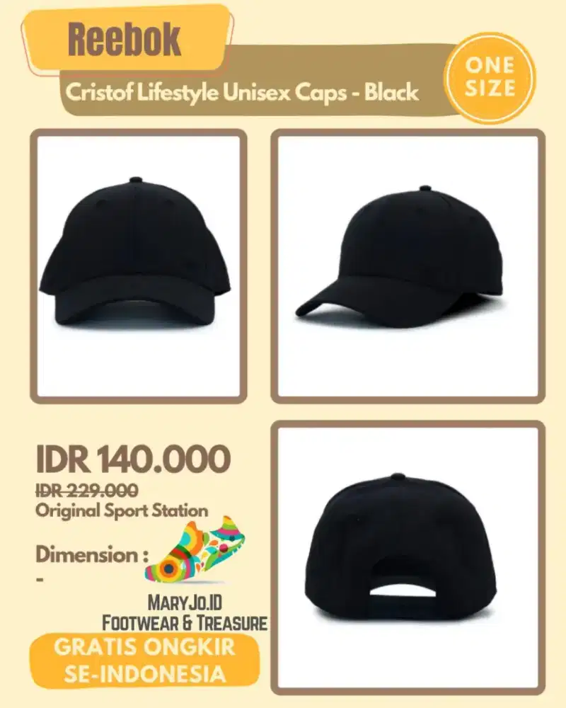 Reebok Cristof Lifestyle Unisex Caps - Black