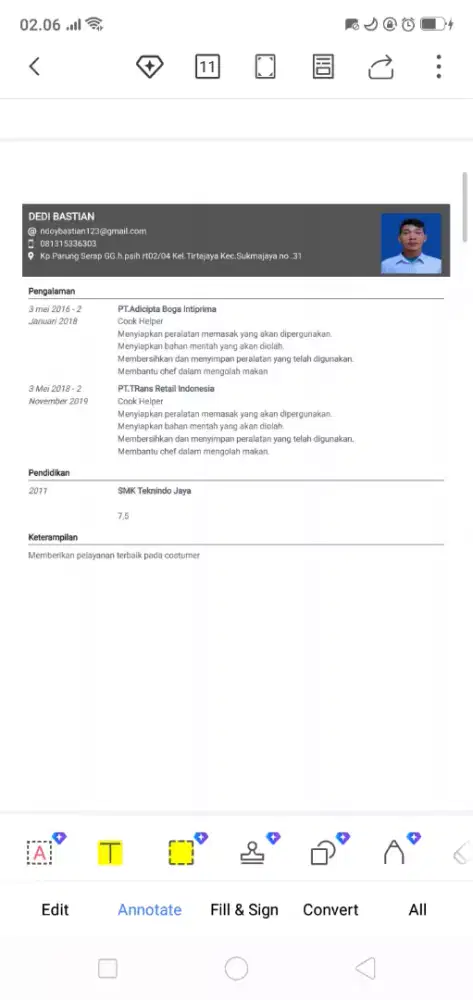 Helper Cook F&B