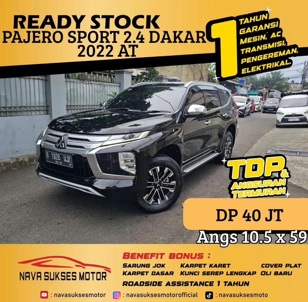 TDP 40Jt Angs Termurah Pajero Sport 2.4 Dakar 2022 Matic Hitam LikeNew