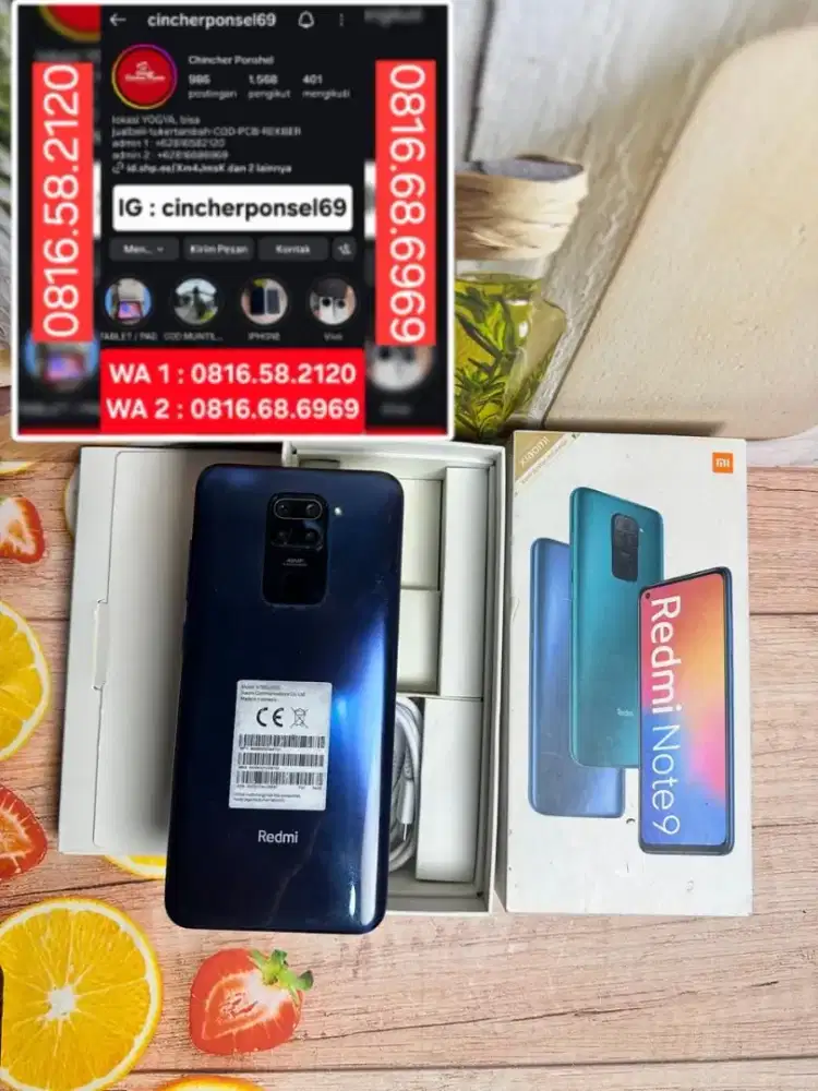Jual redmi note 9  istimewah siap pakai