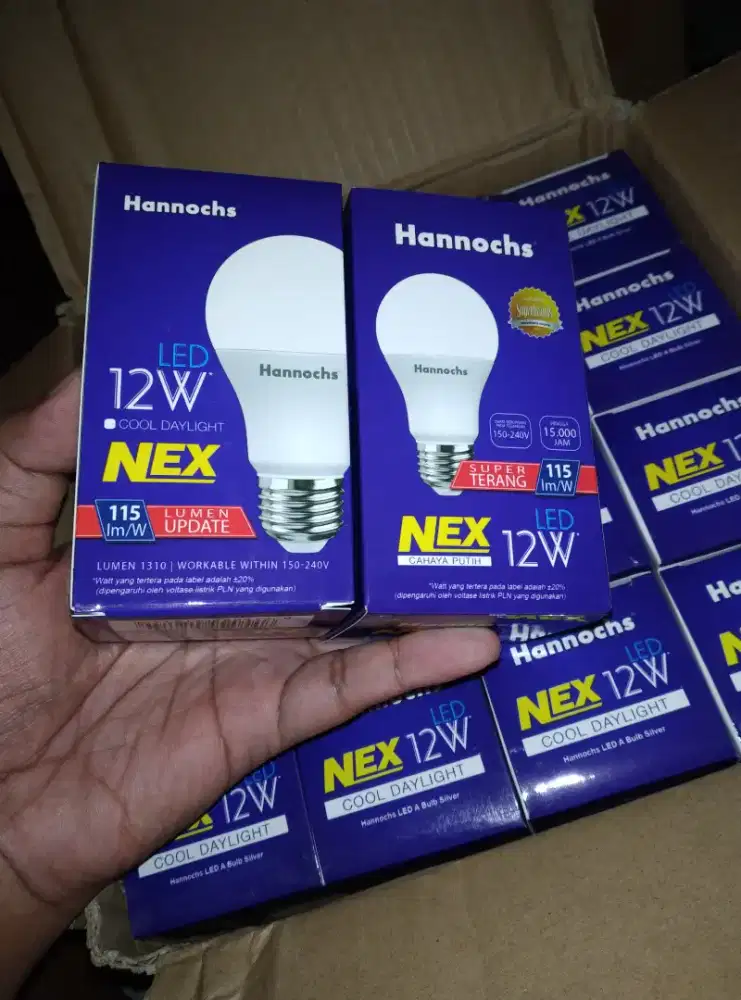 lampu led hannochs 12 watt 50 pcs 900rb jamin baru dan ori siap antar