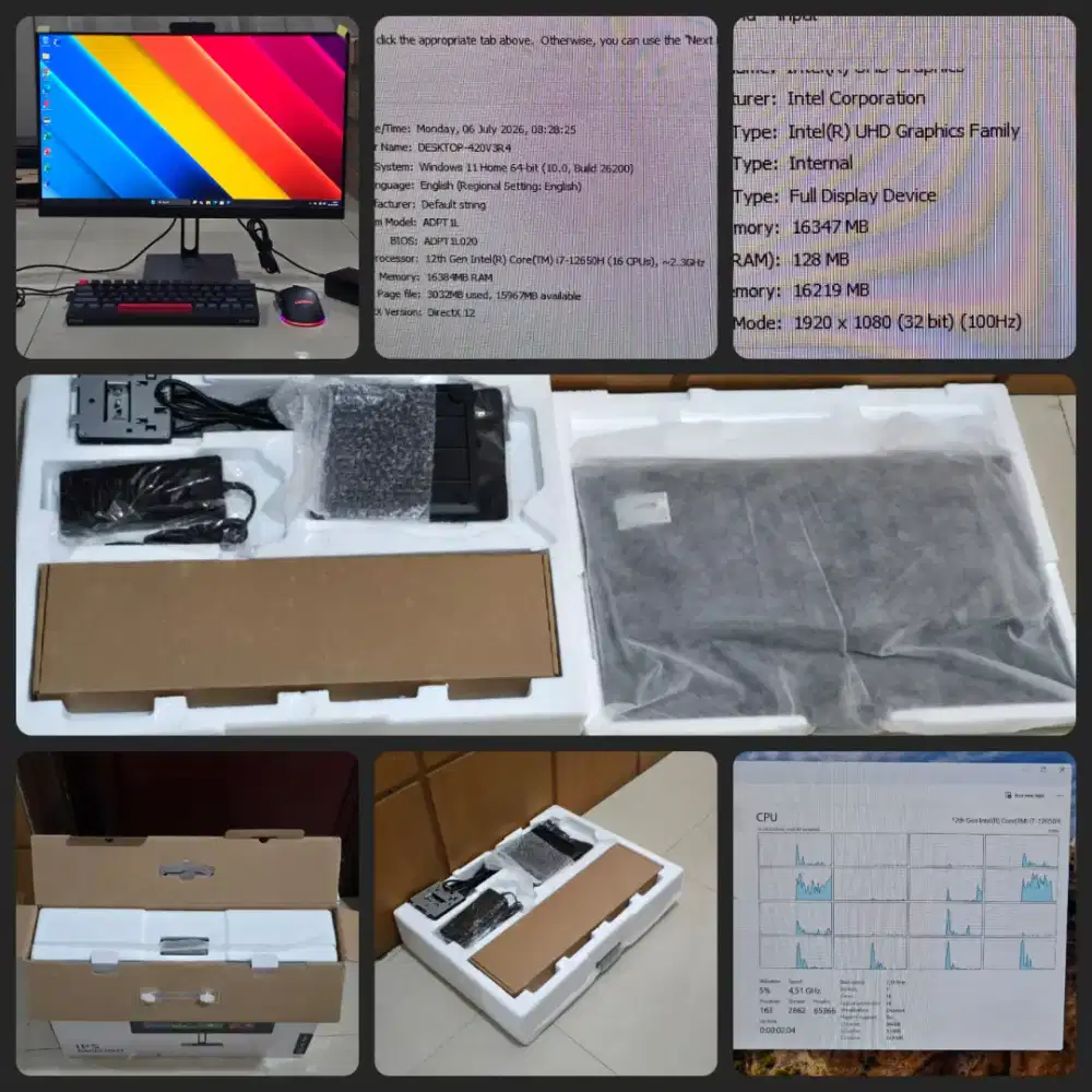 New aio pc 24inch 100hz frameless intel core i7 12650H joss 32gb