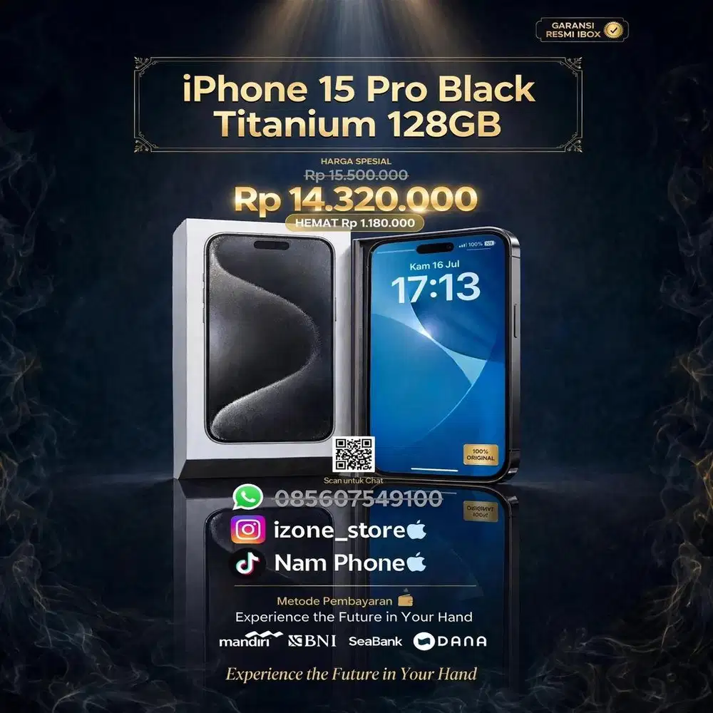 READY STOCK IPHONE 15 PRO BLACK TITANIUM 128GB IBOX