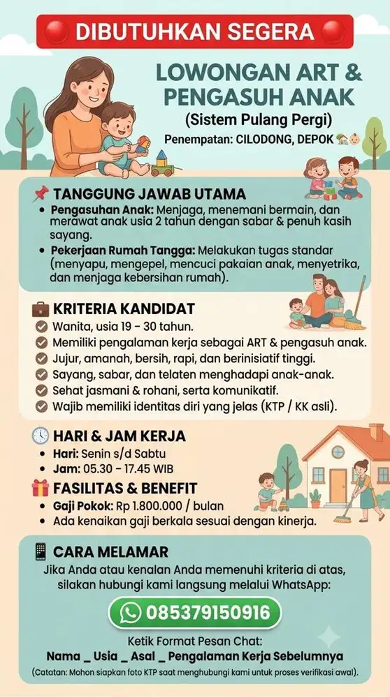 LOWONGAN ART & MENGASUH PULANG PERGI