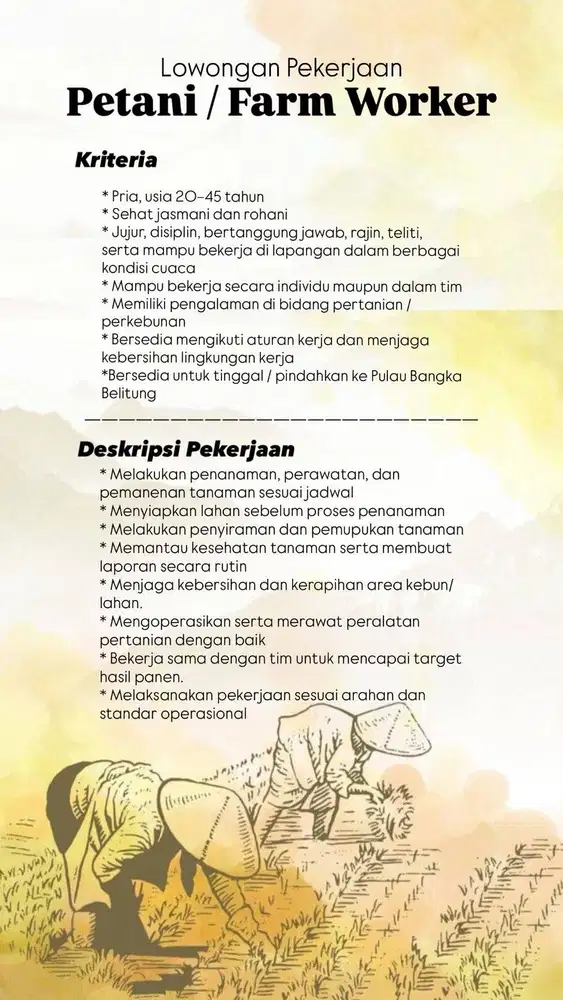 Lowongan Kerja Untuk Petani