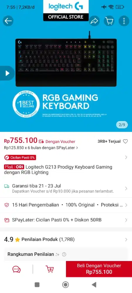 Keyboard Gaming Logitech G213