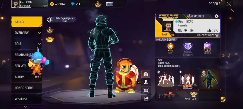 Jual akun free fire
