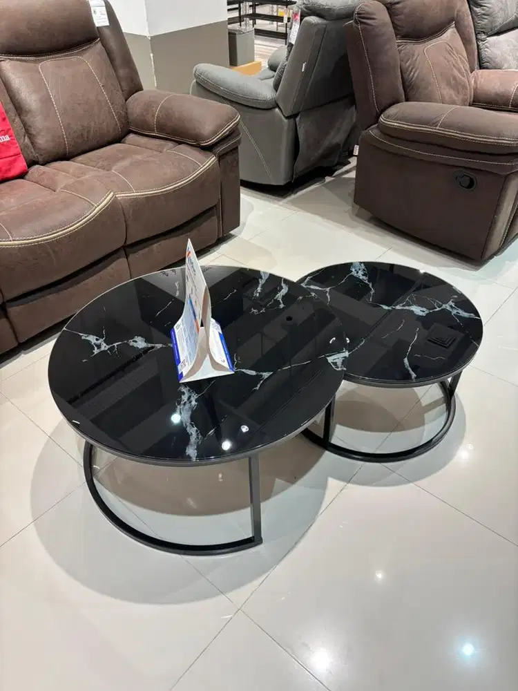 Jual baru meja tamu minimalis bahan tempered glass