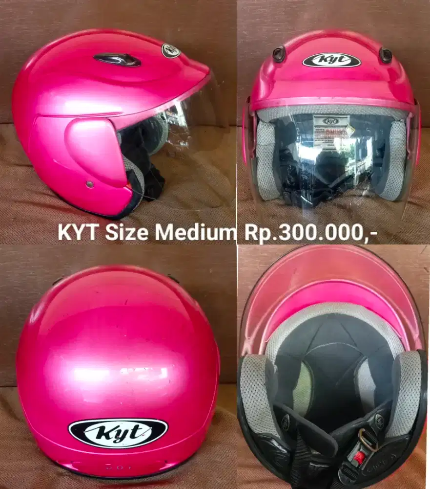 Helm half face KYT pink/merah muda size M