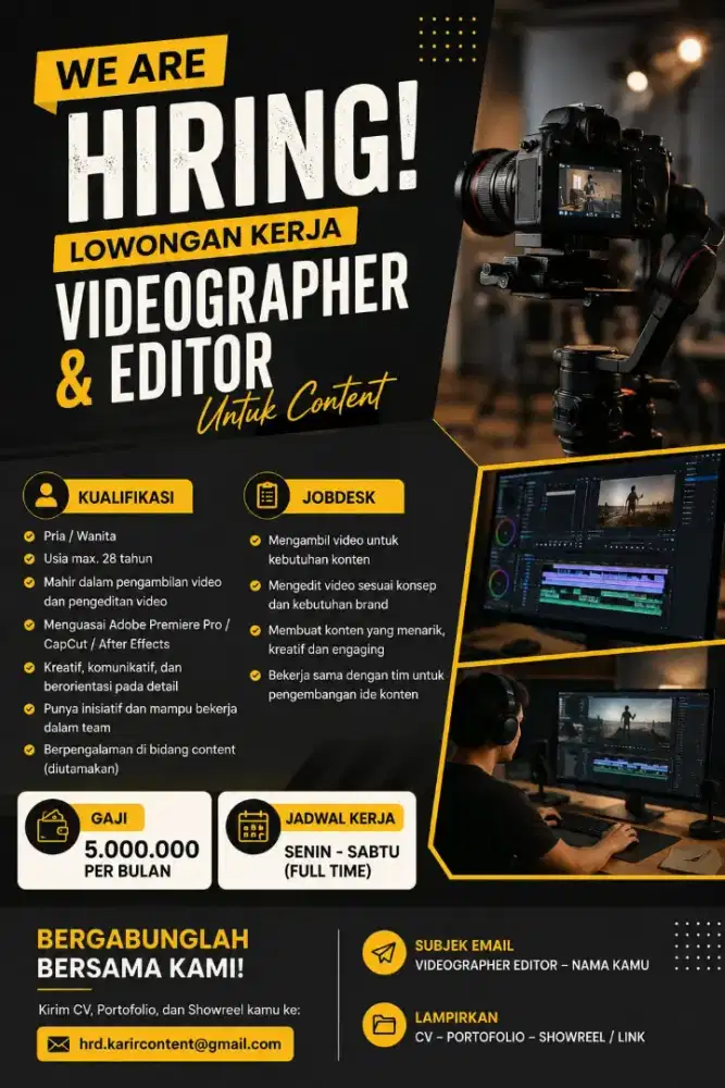 LOWONGAN VIDEO DAN EDITOR UNTUK KONTEN MOBIL