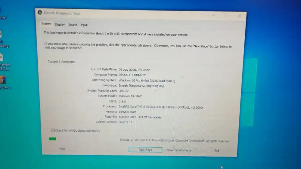 Laptop HP dell Gen8