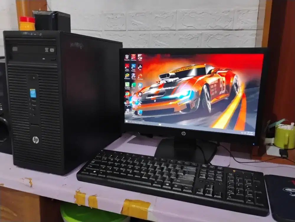 Pc HP fullset / intel gen4 + ssd + ram 8gb + monitor 19inch siap pakai