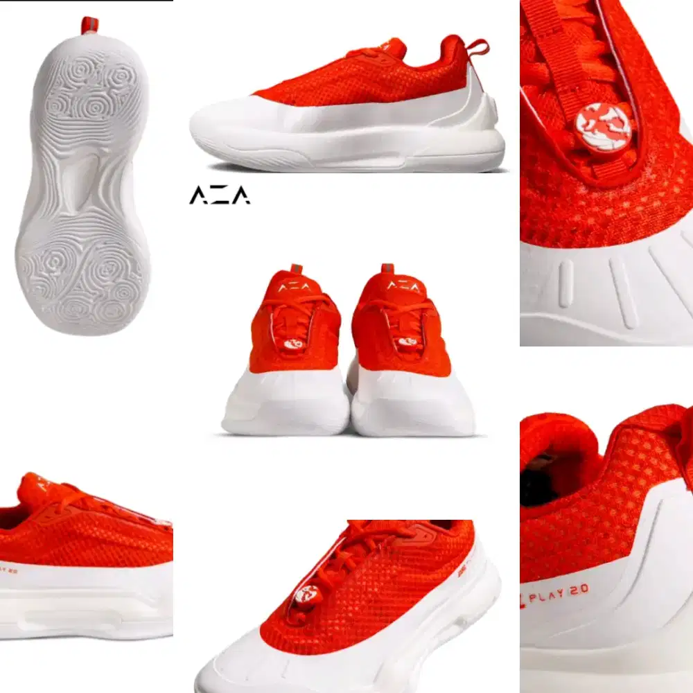 AZA DBL play 2.0 basketball shoes red white, sepatu pria dan wanita