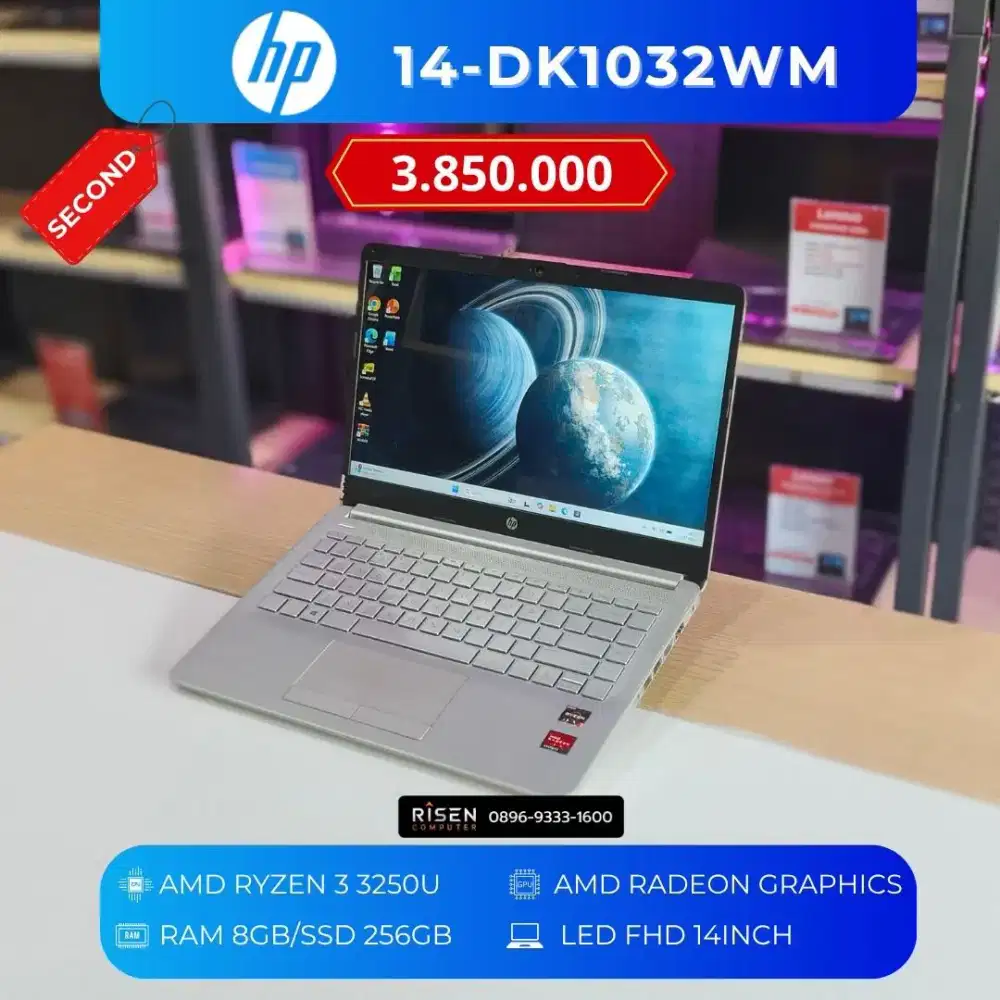 HP 14-DK1032WM AMD RYZEN 3 3250U RAM 8GB SSD 256GB FHD 14inch second