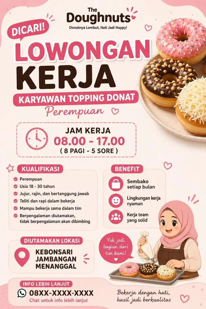Karyawan perempuan untuk nopping donat