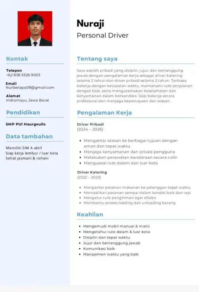 cari pekerjaan sebagai driver freelance atau pribadi