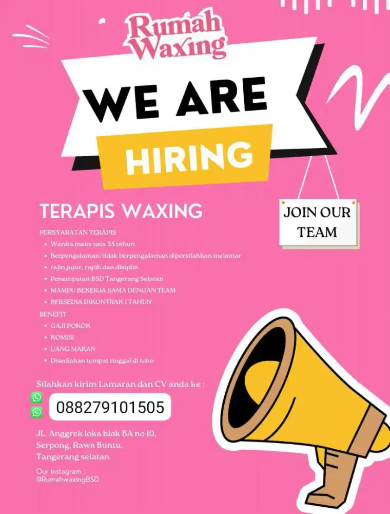 LOWONGAN KERJA THERAPIST WAXING WANITA