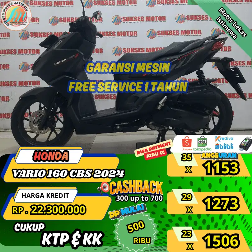 HONDA VARIO 160 CBS 2024 DP&ANGSURANTERMURAHSYRTKTP&KK(SUKSESMOTOR)
