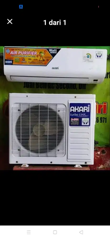 Jual ac Akari  1/2 pk R 410 lowwat 360 watt kondisi 95% ori semu