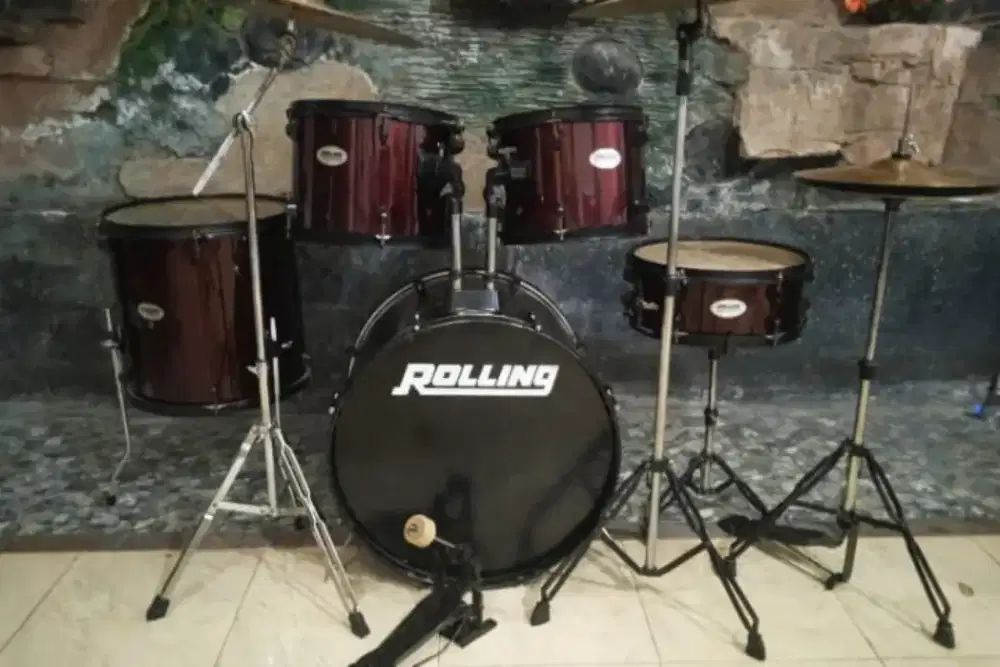 Drum Rolling JB series merah maroon plus simbal